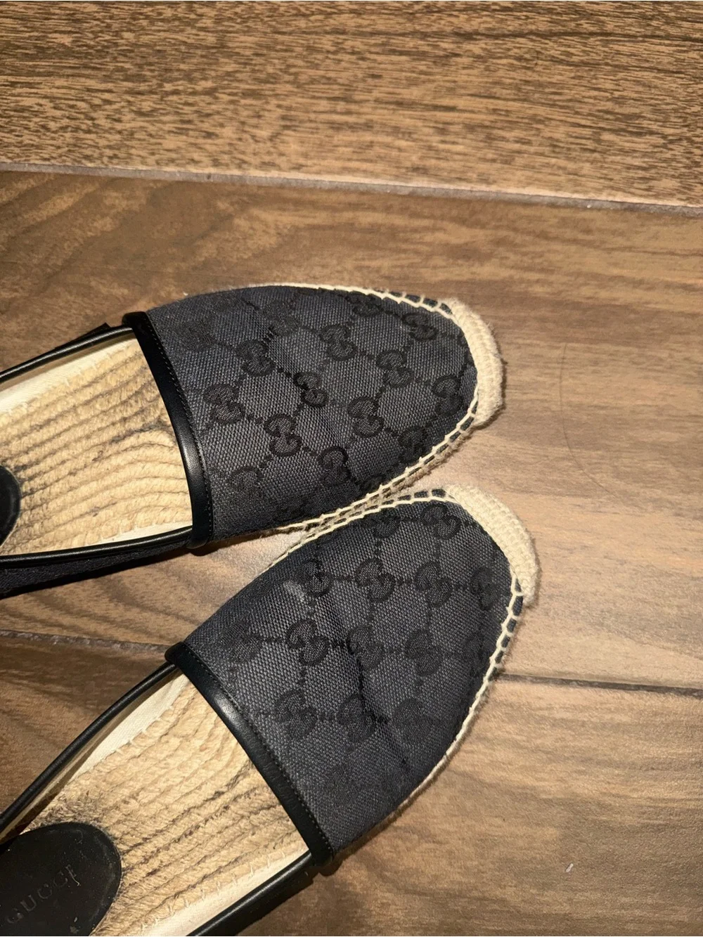 Gucci Black GG Canvas Espadrille Slip-Ons
